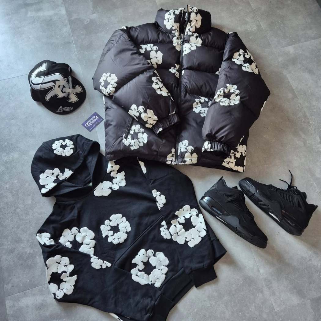 Denim Tears Wreath Puffer Jacket 'Black'