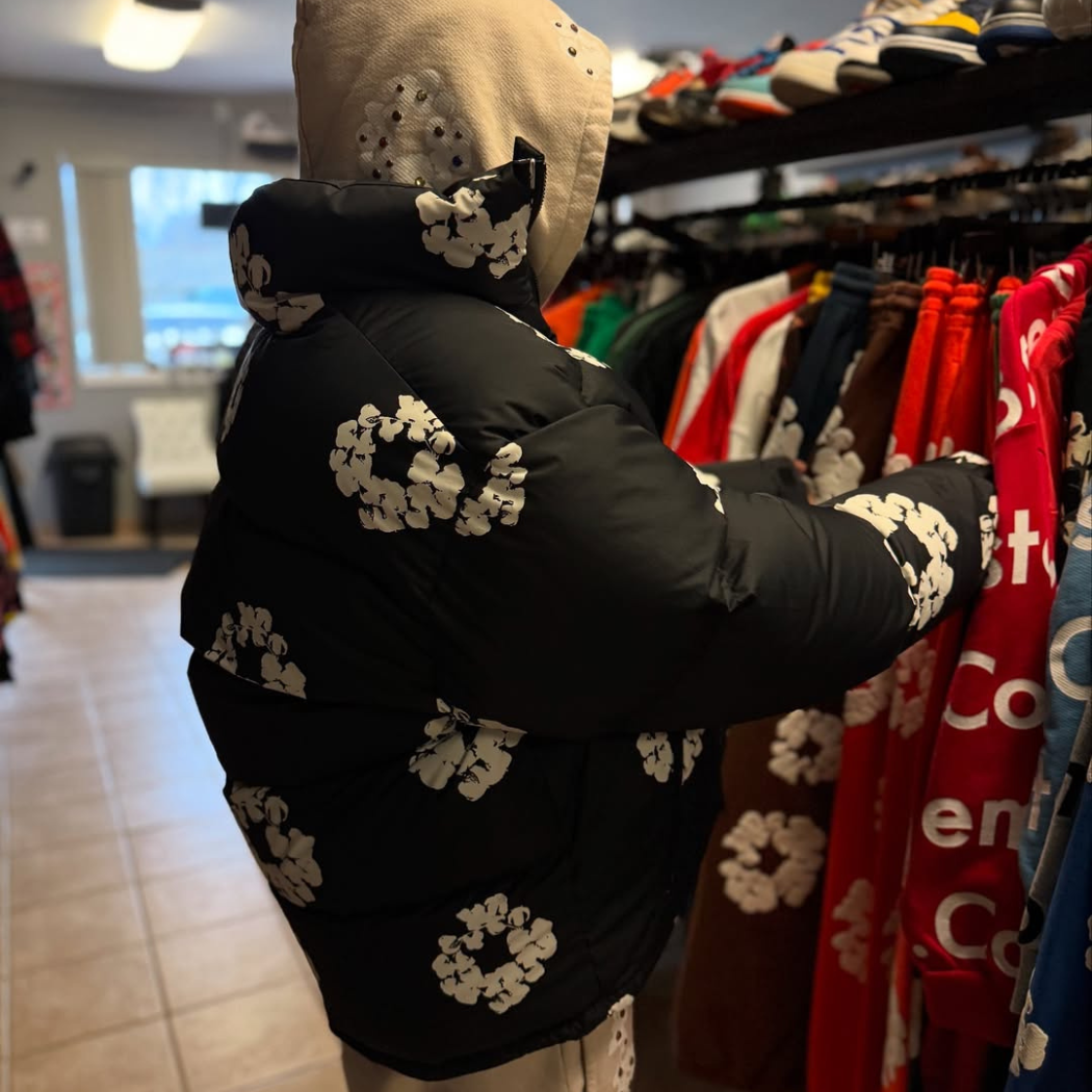 Denim Tears Wreath Puffer Jacket 'Black'